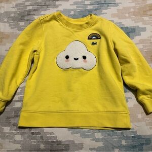 Lacoste Yellow Kids Sweatshirt with Cloud and Rainbow